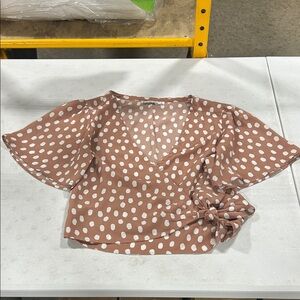 Abercrombie & Fitch Brown and White Dot Blouse